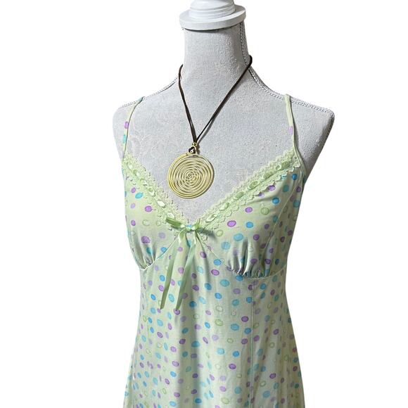 Apt. 9 Pastel Polka Dot Lace Trim Slip Dress Y2K Coquette Nightie Size L - Picture 2 of 5